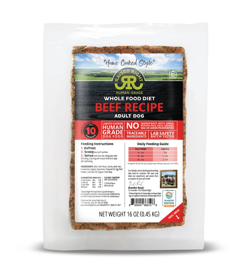Raised Right Original Beef Adult Dog Recipe
