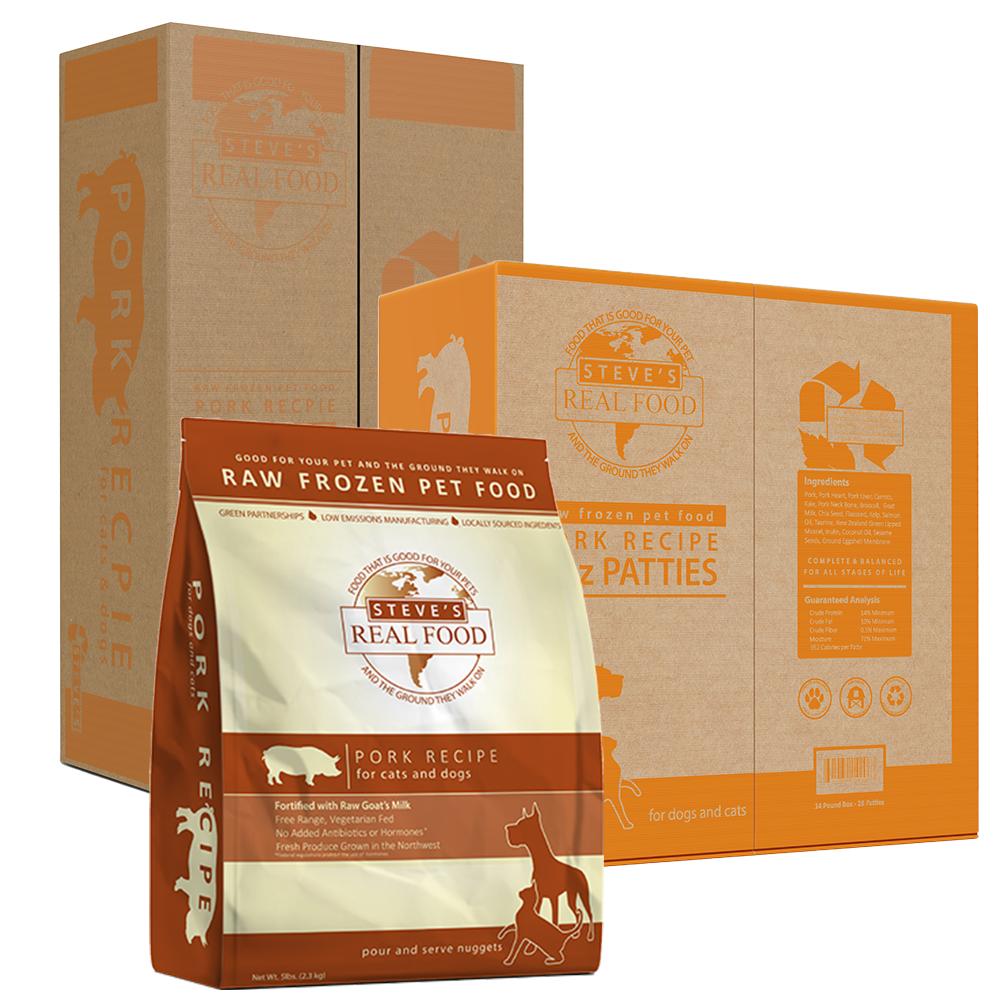 Steve's Real Food Frozen Raw Pork Diet for Dogs and Cats