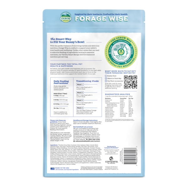 Oxbow Animal Health Forage Wise Adult Rabbit Food