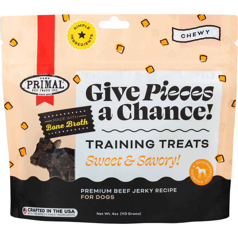 Primal Pet Foods Give Pieces a Chance Beef Jerky Pieces Recipe Dog Treats