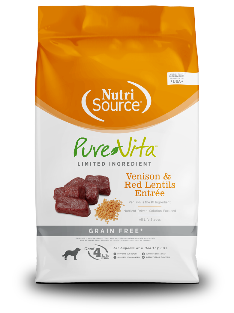 NutriSource® PureVita™ Venison & Red Lentils Entrée Grain Free Limited Ingredient Dog Food