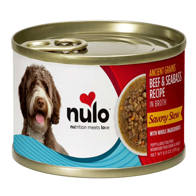 Nulo Ancient Grain Savory Stew Beef & Seabass Stew Recipe for Dogs