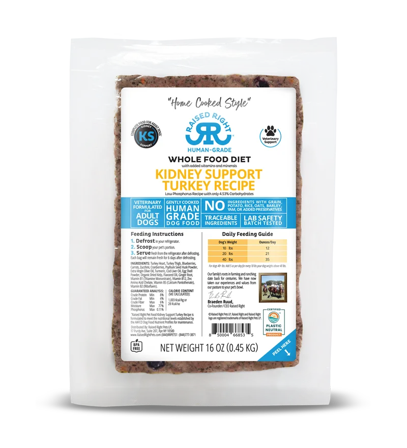 Raised Right Kidney Support Turkey Adult Dog Recipe