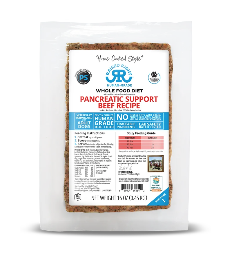 Raised Right Pancreatic Support Beef Adult Dog Recipe