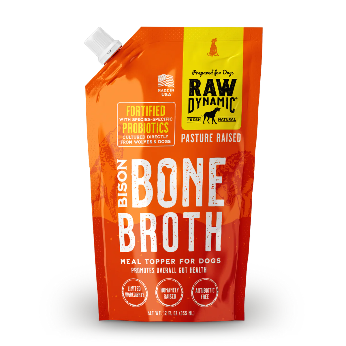 Raw Dynamic Pasture Raised Bison Bone Broth for Dogs