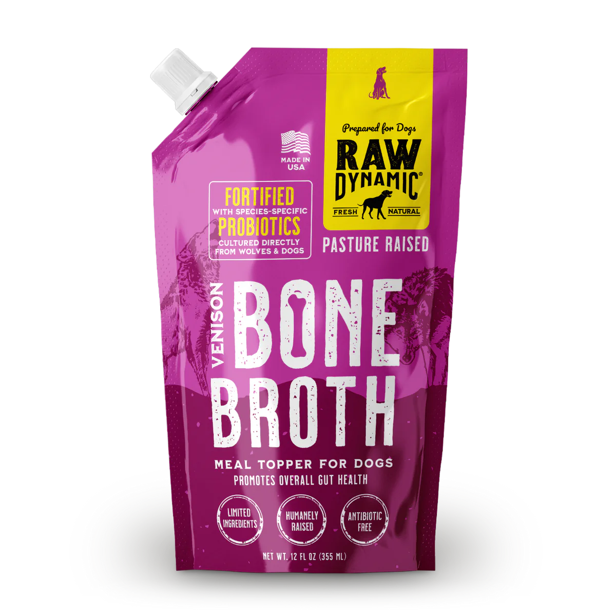 Raw Dynamic Pasture Raised Venison Bone Broth for Dogs