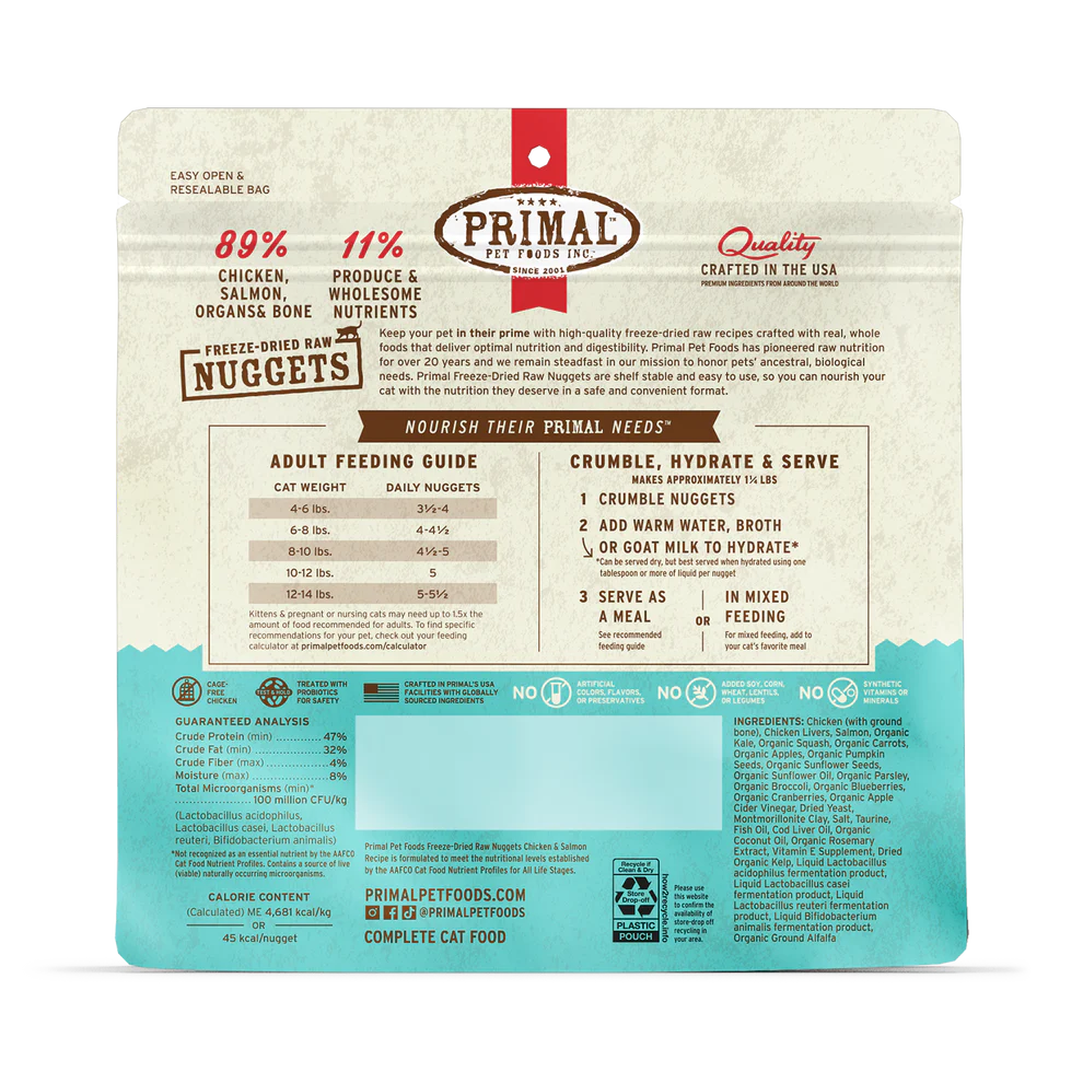 Primal Pet Foods Freeze-Dried Raw Nuggets Cat Food Beef & Salmon Recipe