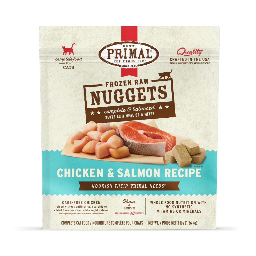 Primal Pet Foods Frozen Raw Nuggets Cat Food Chicken & Salmon Recipe