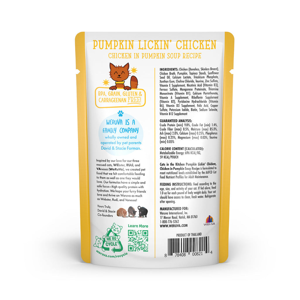 Weruva Cats In the Kitchen Pumpkin Lickin Chicken Pouches Wet Cat Food