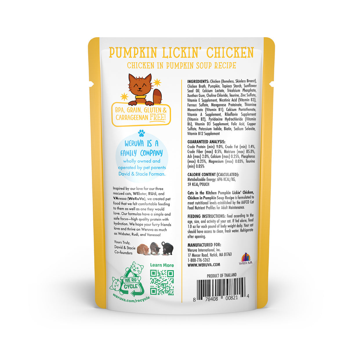 Weruva Cats In the Kitchen Pumpkin Lickin Chicken Pouches Wet Cat Food