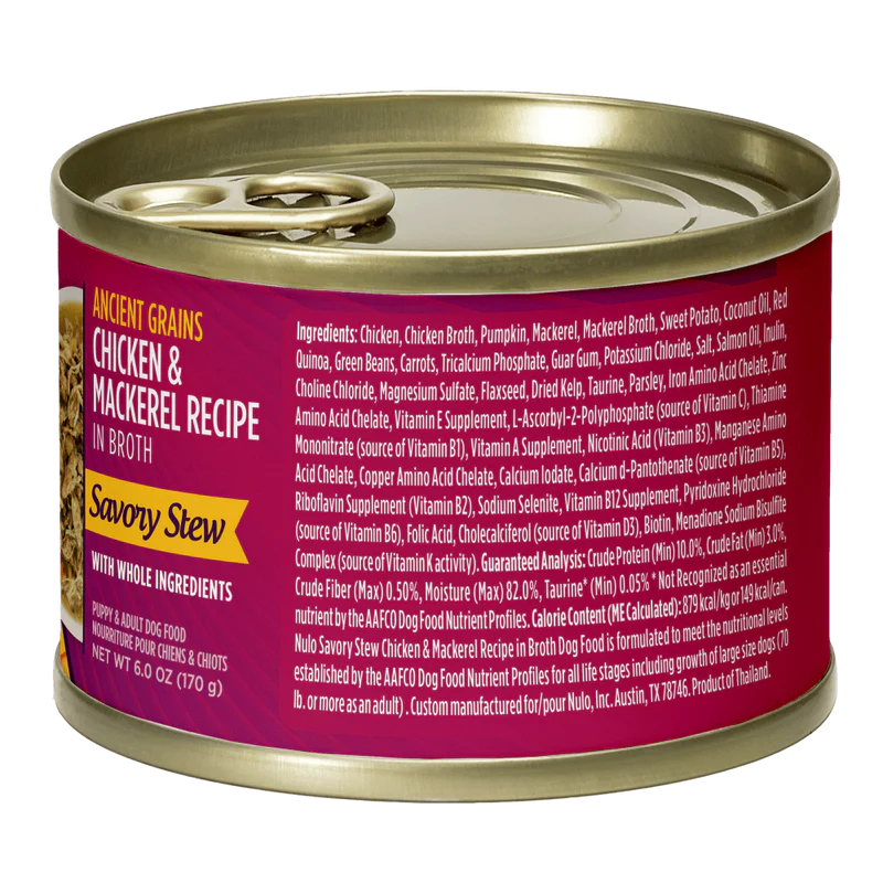 Nulo Ancient Grain Savory Stew Chicken & Mackerel Stew Recipe for Dogs