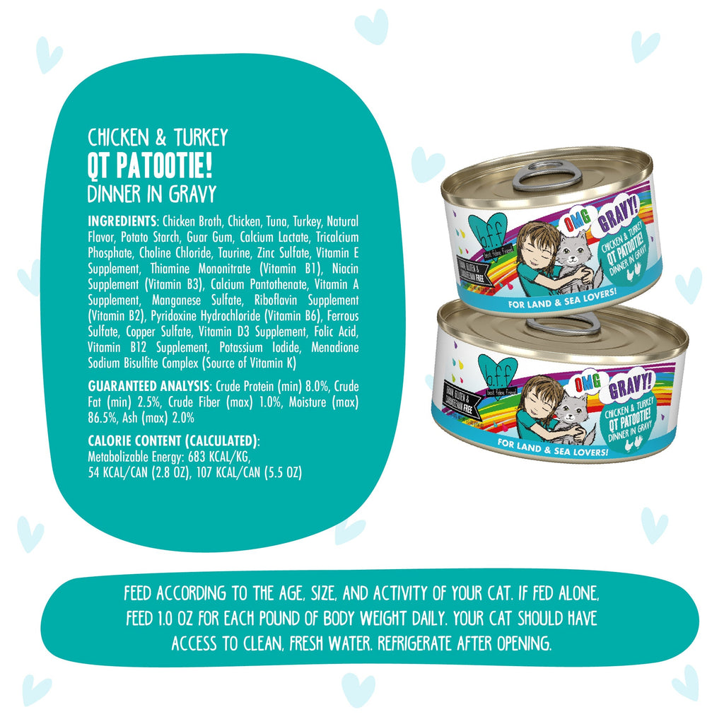 Weruva BFF Oh My Gravy QT Patootie Grain Free Chicken & Turkey in Gravy Canned Cat Food