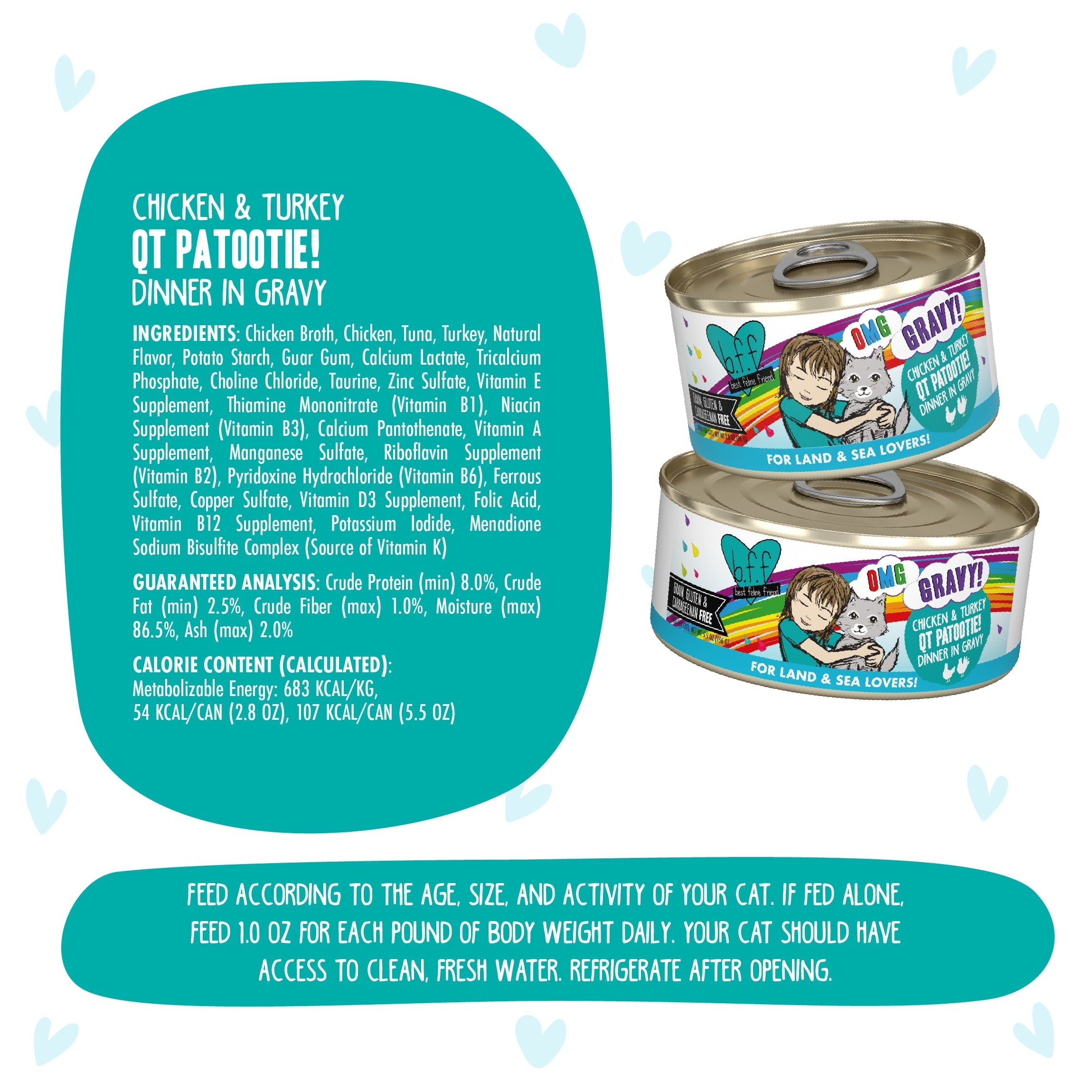 Weruva BFF Oh My Gravy QT Patootie Grain Free Chicken & Turkey in Gravy Canned Cat Food