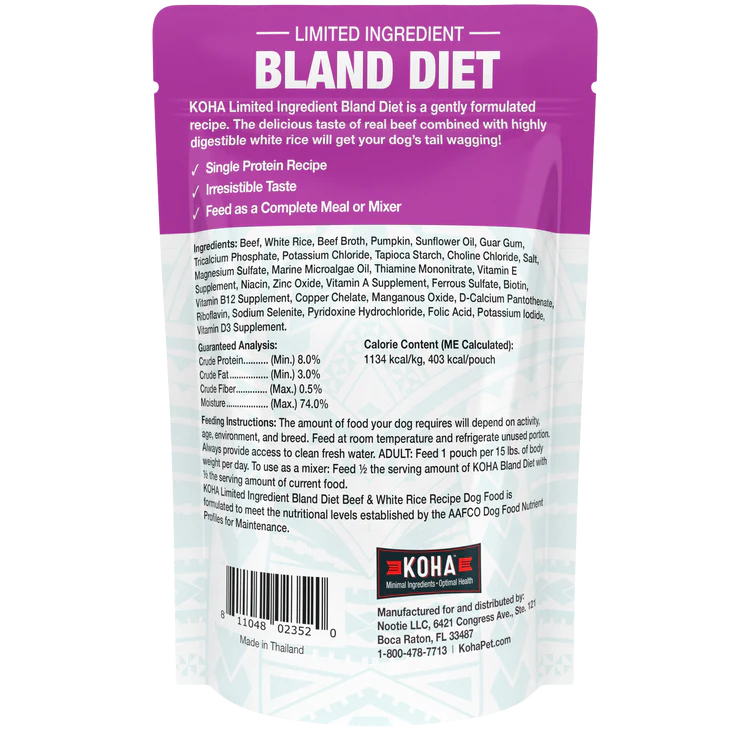 Koha Limited Ingredient Wet Bland Diet Beef & White Rice Recipe for Dogs