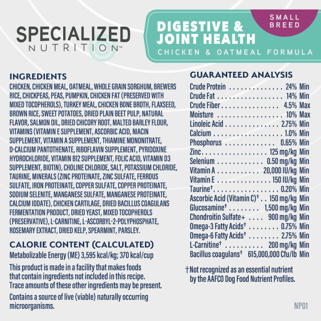 Natural Balance Small Breed Digestive & Joint Health Chicken & Oatmeal Formula Dry Dog Food