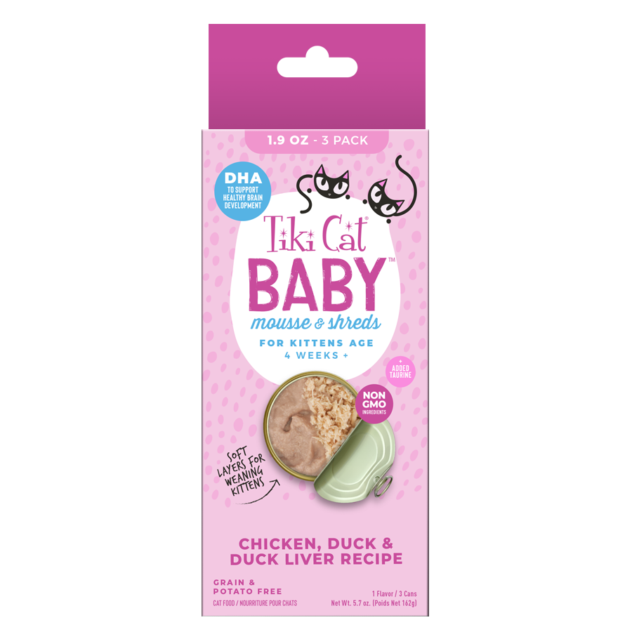 Tiki Cat Tiki Cat® Baby™ Mousse & Shreds Chicken, Duck & Duck Liver Recipe Wet Cat Food