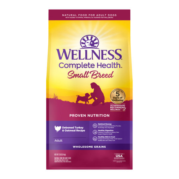 Wellness Complete Health Natural Small Breed Adult Turkey and Oatmeal Recipe Dry Dog Food