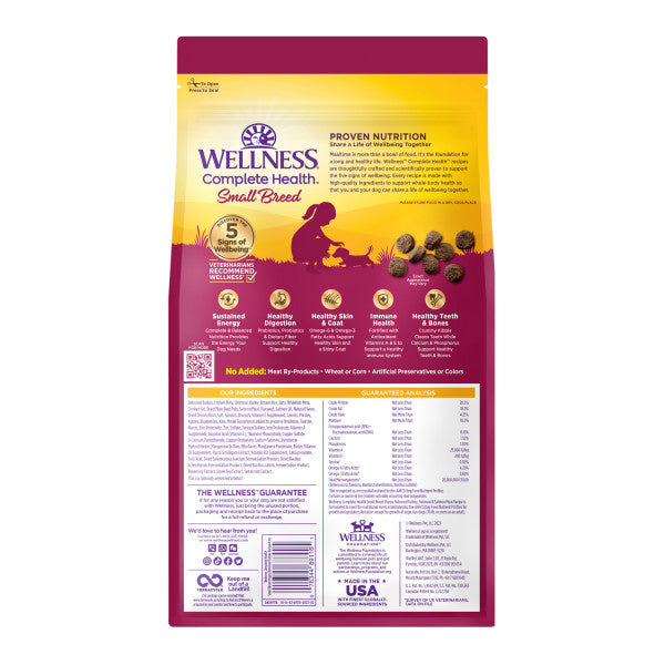 Wellness Complete Health Natural Small Breed Puppy Healthy Weight Turkey, Oatmeal and Salmon Meal Recipe Dry Dog Food