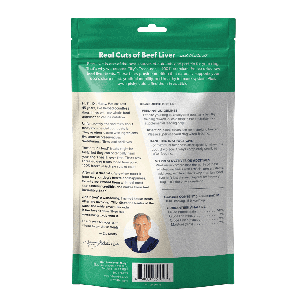 Dr. Marty Tilly’s Treasures 100% Freeze-Dried Raw Beef Liver Dog Treats