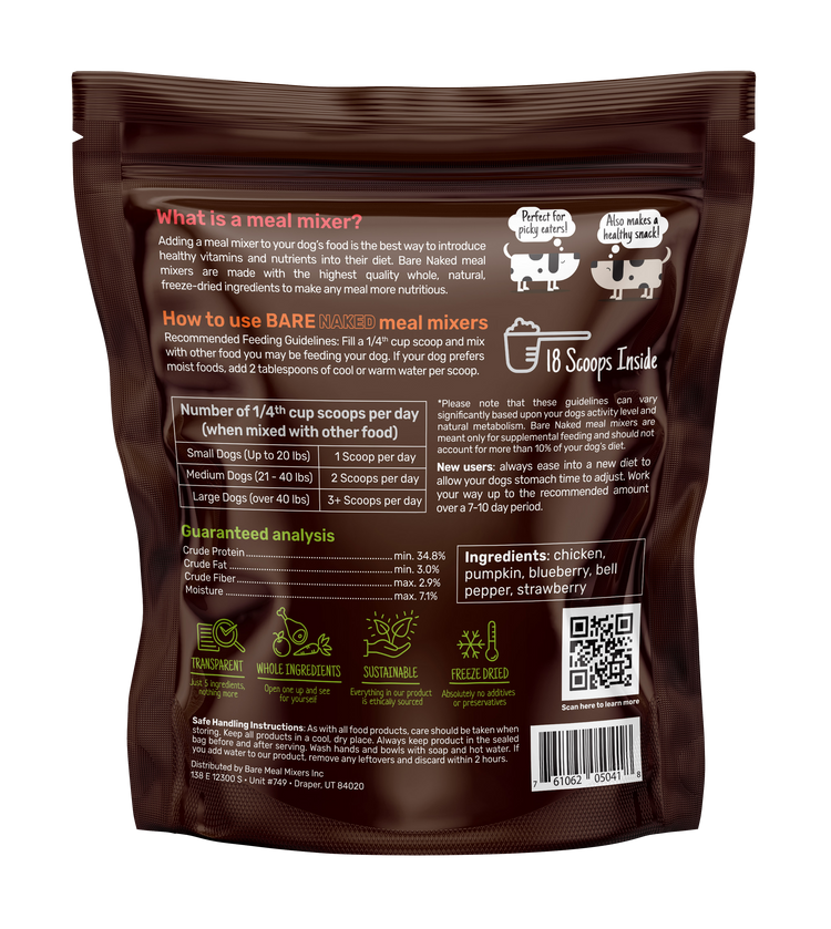 Bare Meal Mixers Chicken Mix Freeze-Dried Raw for Dogs