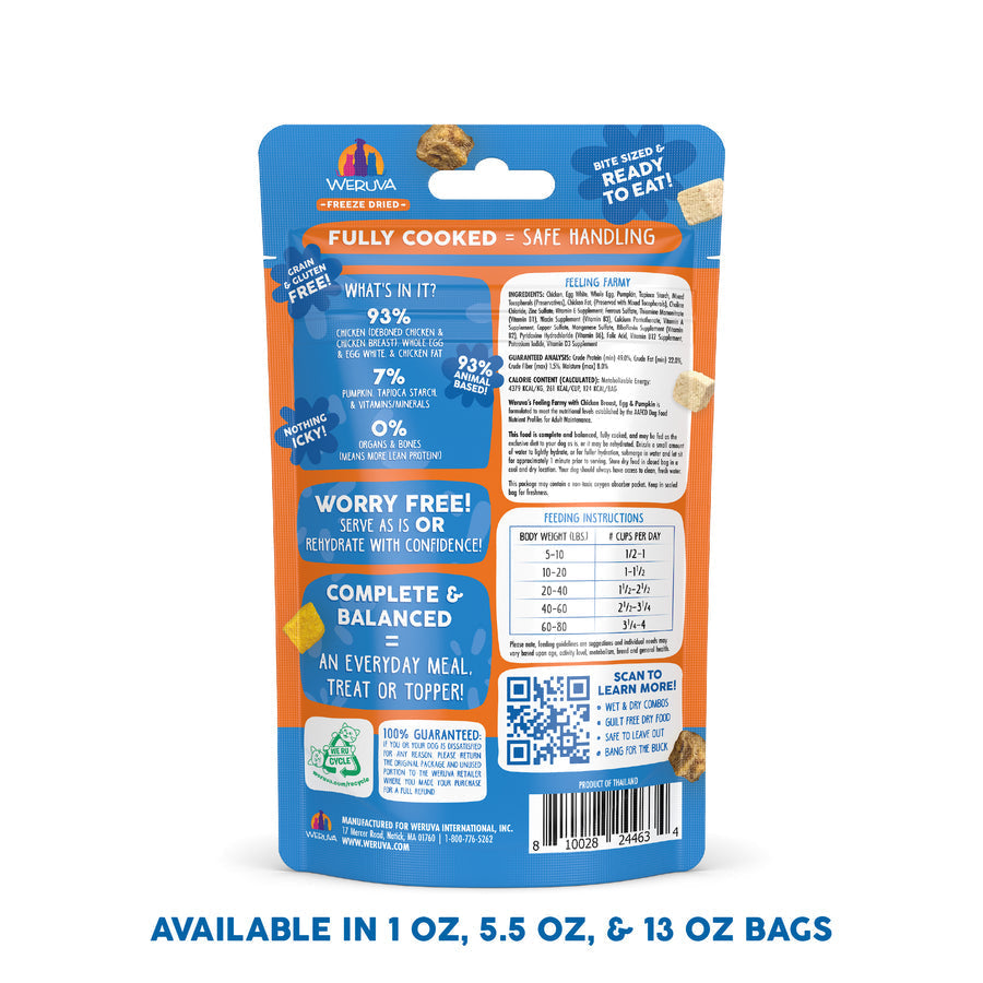 Weruva Feeling Farmy Freeze Dried with Chicken Breast, Egg & Pumpkin Dog Food