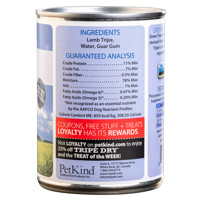 PetKind New Zealand Green Lamb Tripe Tripett Canned Dog Food