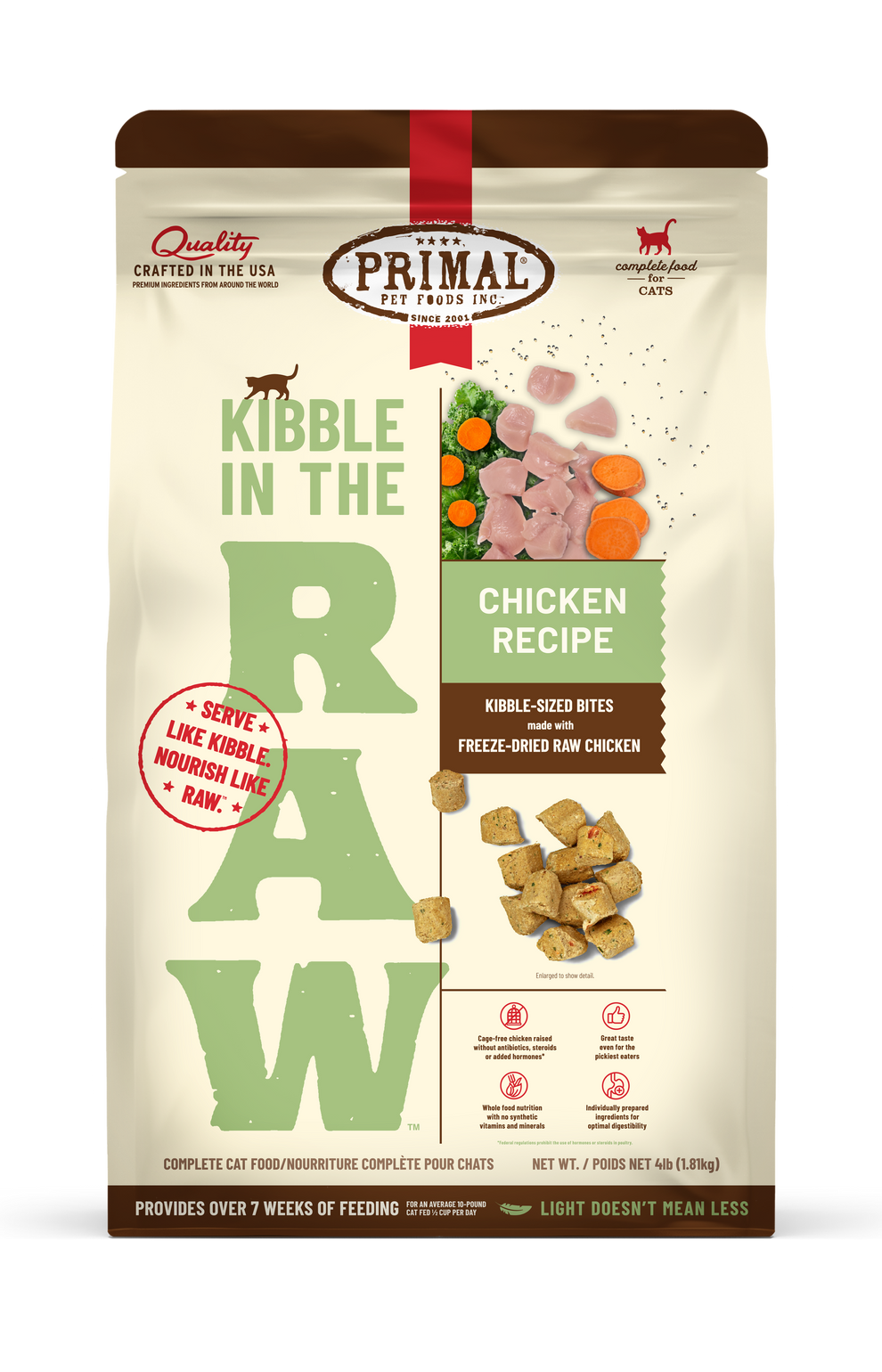 Primal Pet Foods Feline Kibble in the Raw Cat Food Chicken Recipe