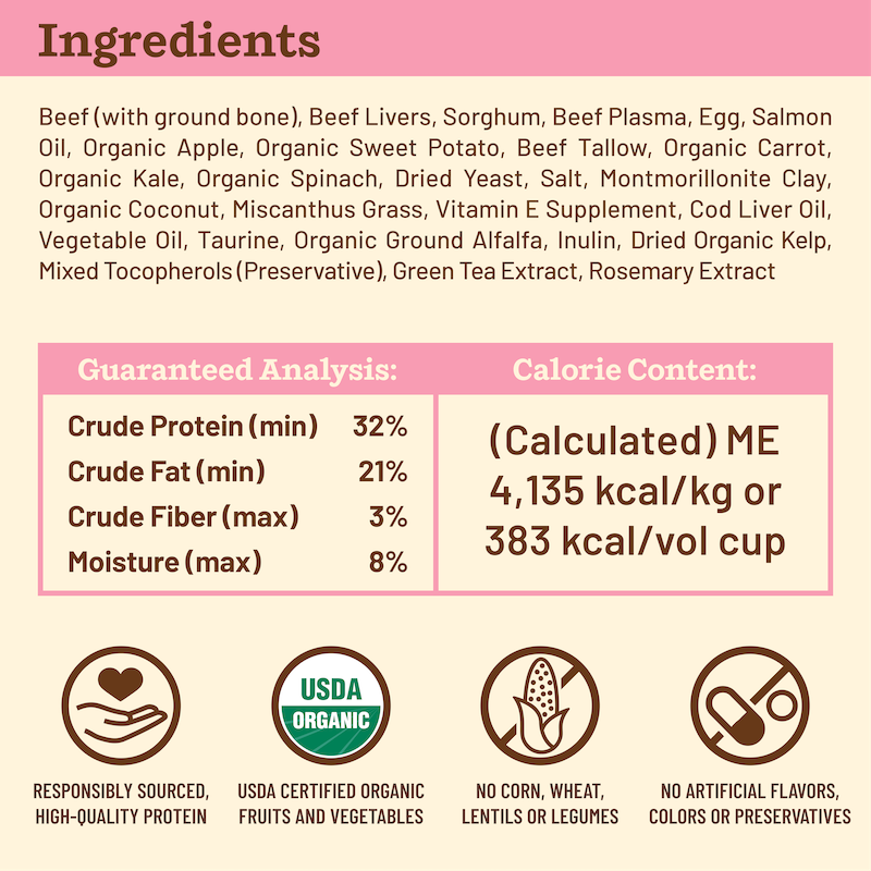 Primal Pet Foods Feline Kibble in the Raw Cat Food Beef Recipe