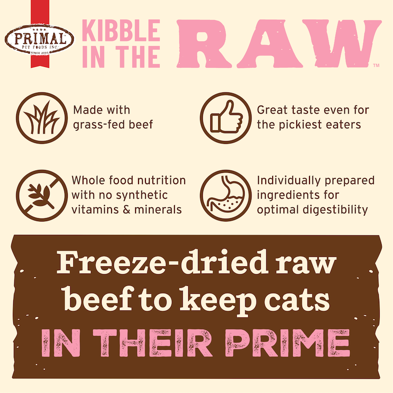 Primal Pet Foods Feline Kibble in the Raw Cat Food Beef Recipe