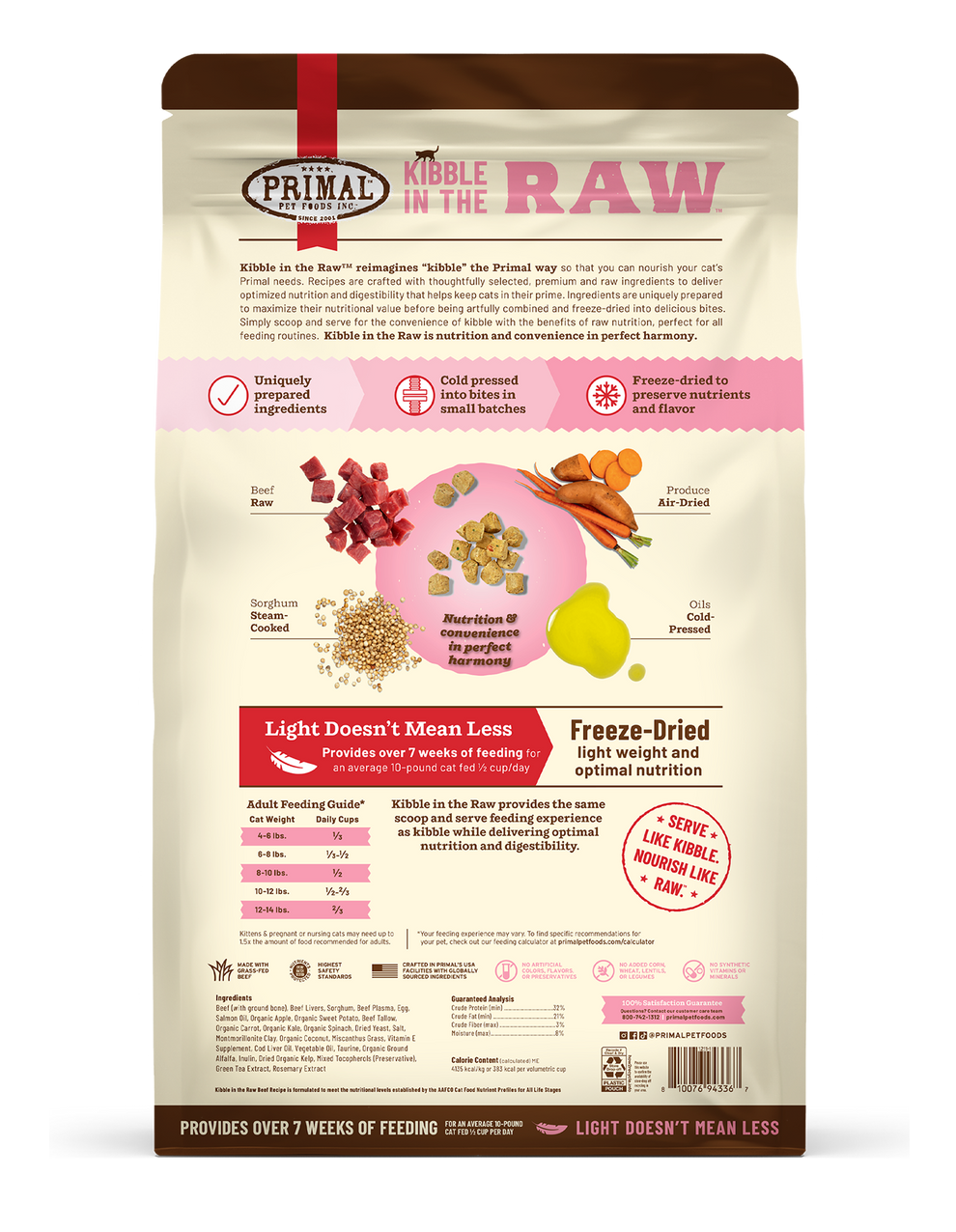 Primal Pet Foods Feline Kibble in the Raw Cat Food Beef Recipe