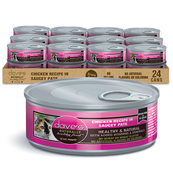 Dave's Pet Food Chicken Recipe in Saucey Paté Wet Cat Food / 5.5 oz