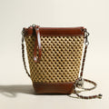 Rustic Rattan Brown Bucket Bag
