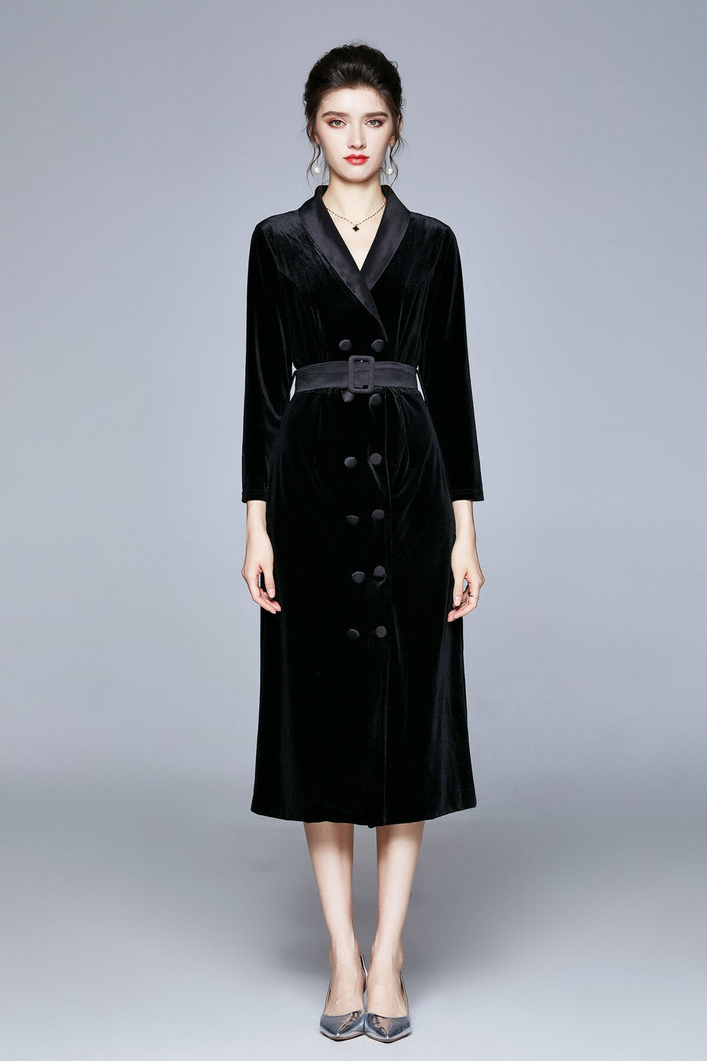 Seductive French Velvet Coat Dress