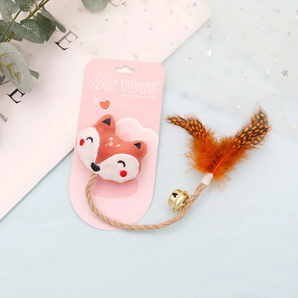 Funny Cat Toy with Feather, Bell, and Hemp Rope