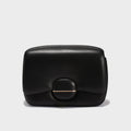 Structured Buckle Leather Shoulder Bag