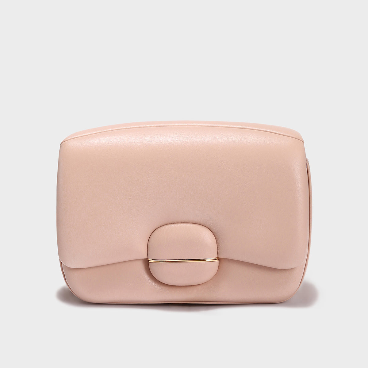 Structured Buckle Leather Shoulder Bag