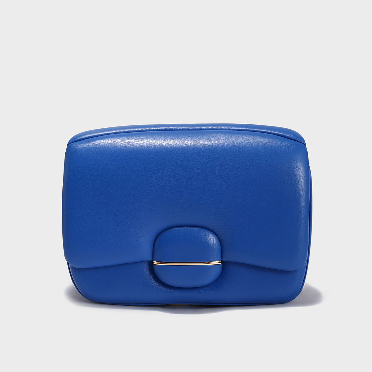 Structured Buckle Leather Shoulder Bag