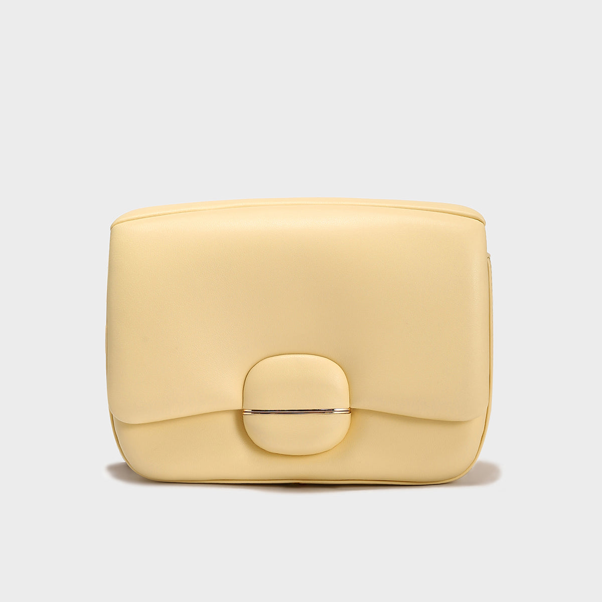 Structured Buckle Leather Shoulder Bag