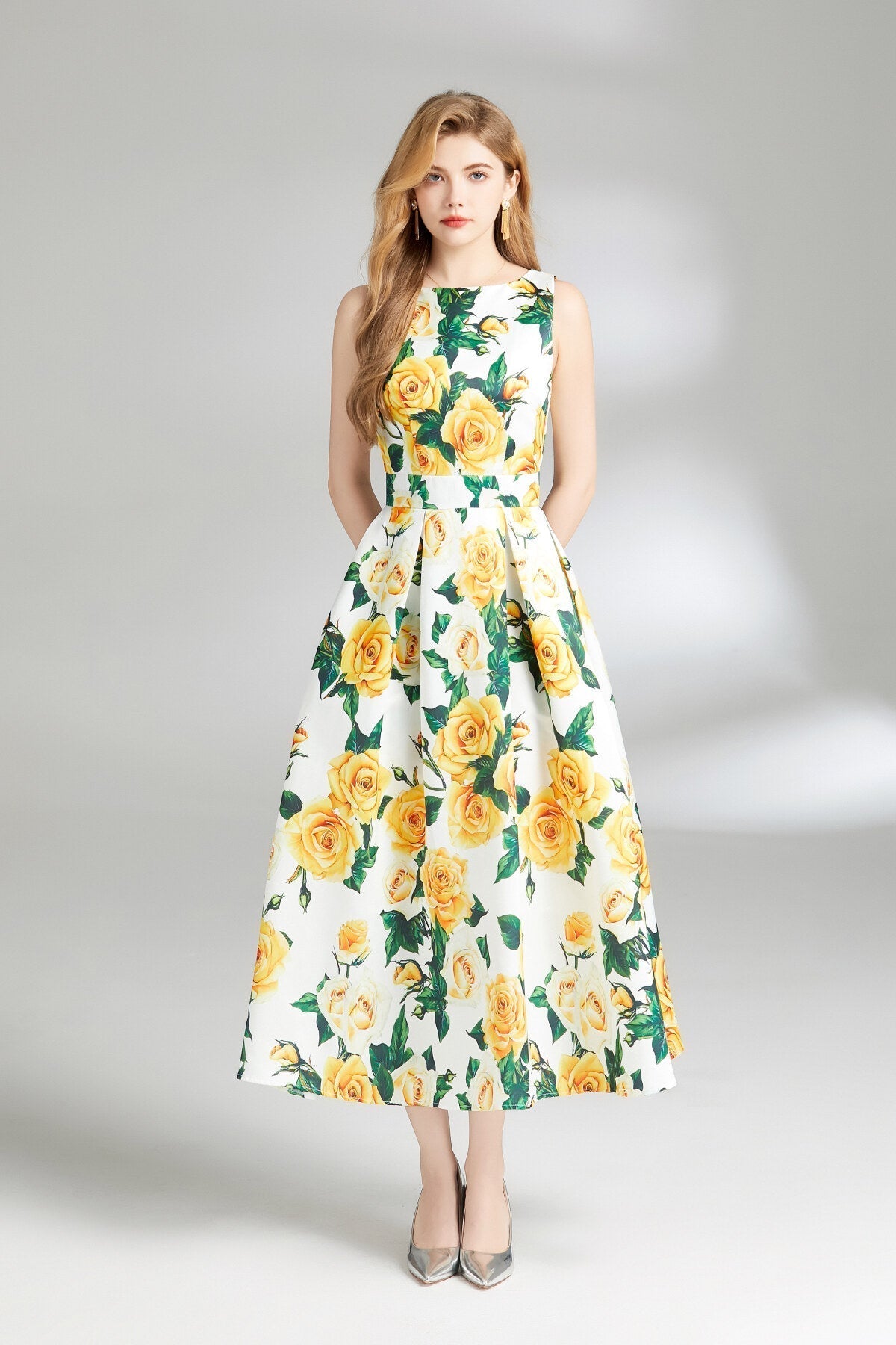 Sunshine Daydream Sleeveless Boat Neck Dress