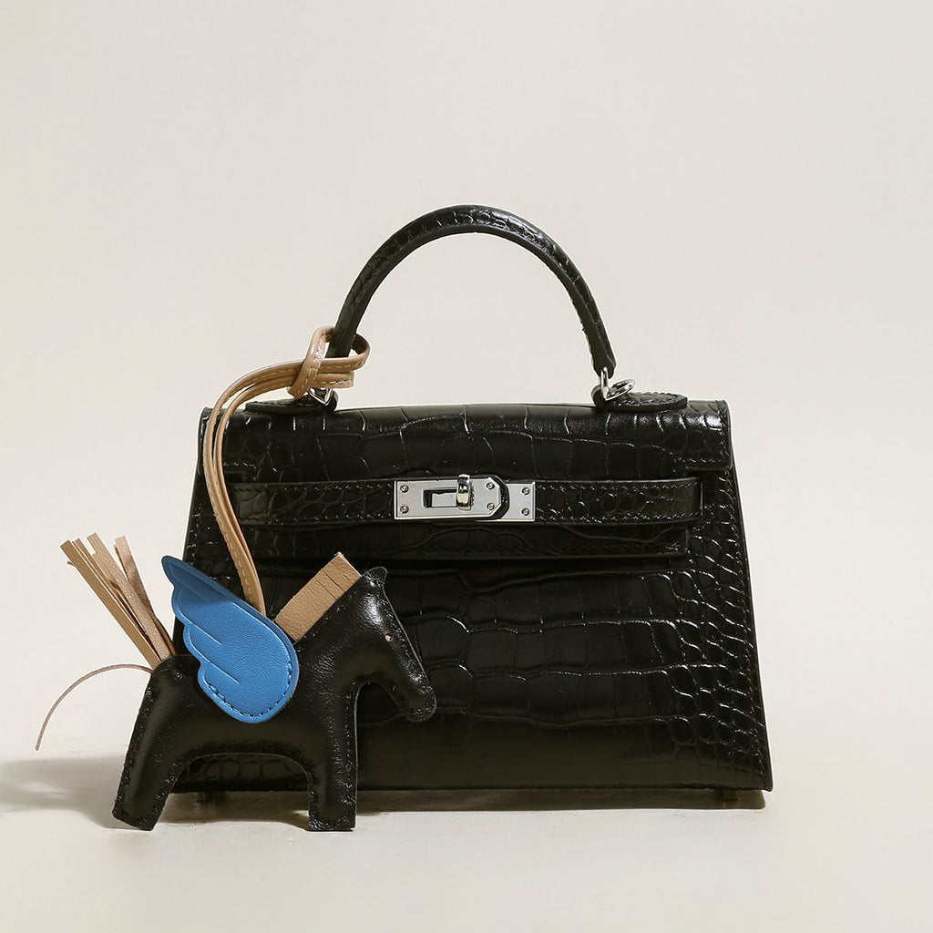 Swift Textured Leather Structured Top Handle Bag