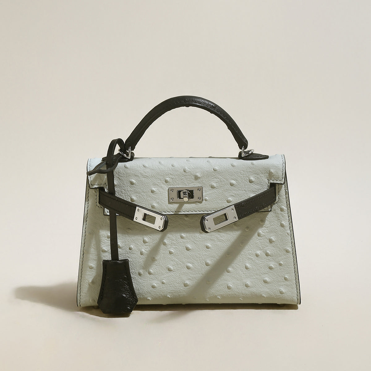 Swift Textured Leather Structured Top Handle Bag