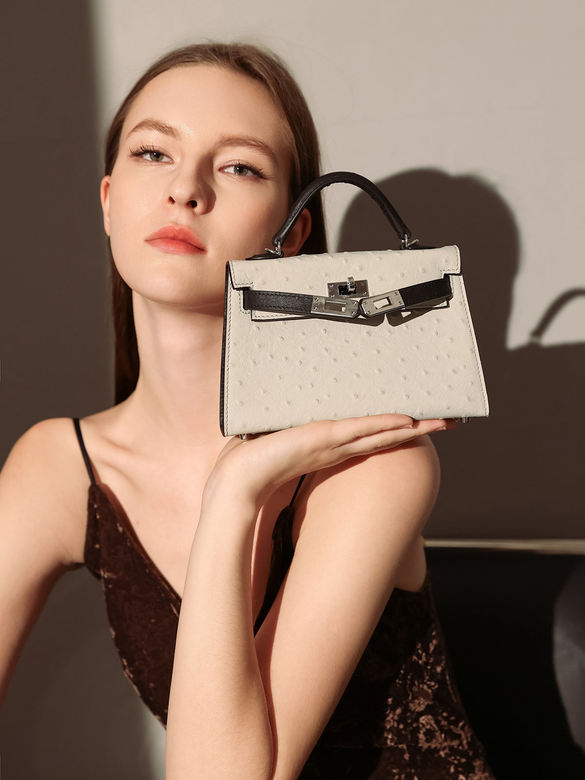 Swift Textured Leather Structured Top Handle Bag