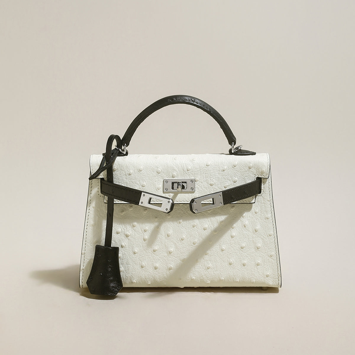 Swift Textured Leather Structured Top Handle Bag