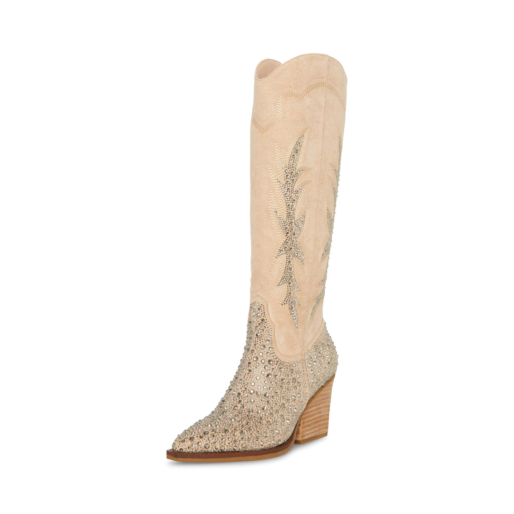 Madden Girl Apple Rhinestone Western Boot Sand 8
