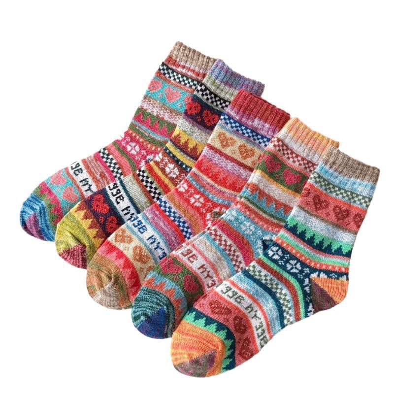Thick Knitted Winter Wool Socks With Medium Tube