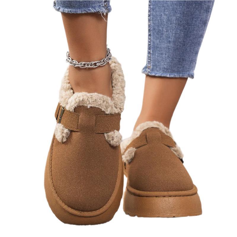 Thick-Soled Winter Indoor & Outdoor Slippers With Buckle