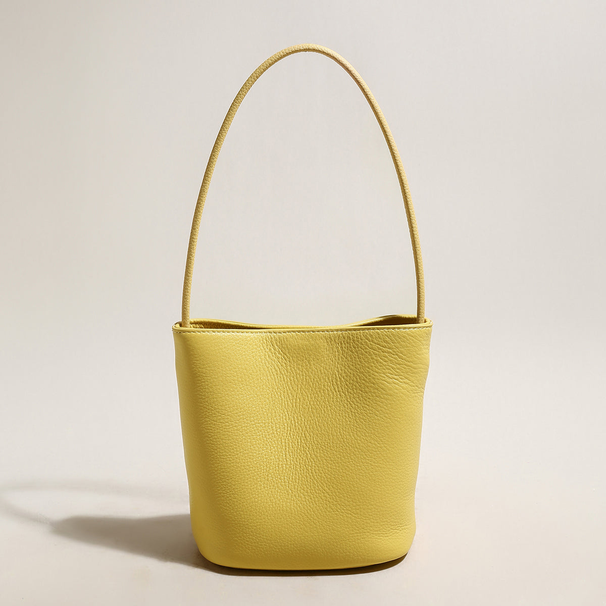 Thin Strap Waterproof Leather Bucket Bag