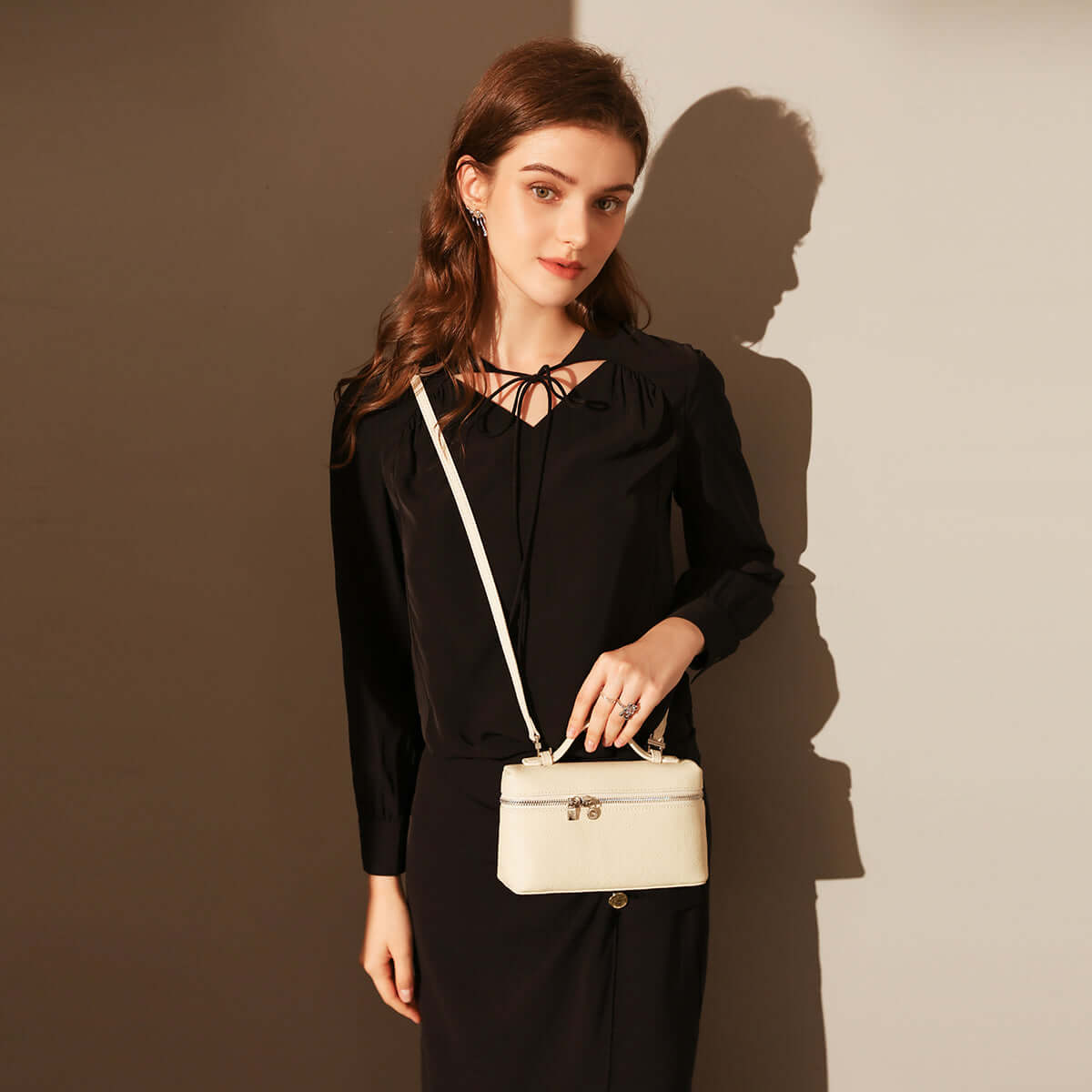 Traveler's Top-Handle Rectangle Box Mini Make Up Bag
