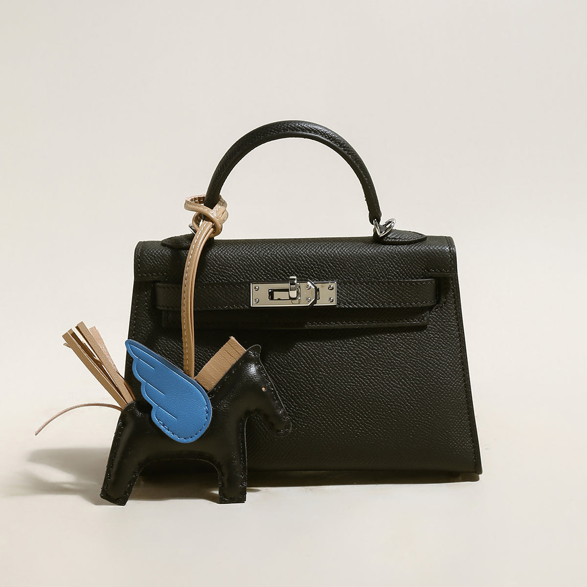 Trendy Petite Top Handle Bag with a Horse Charm