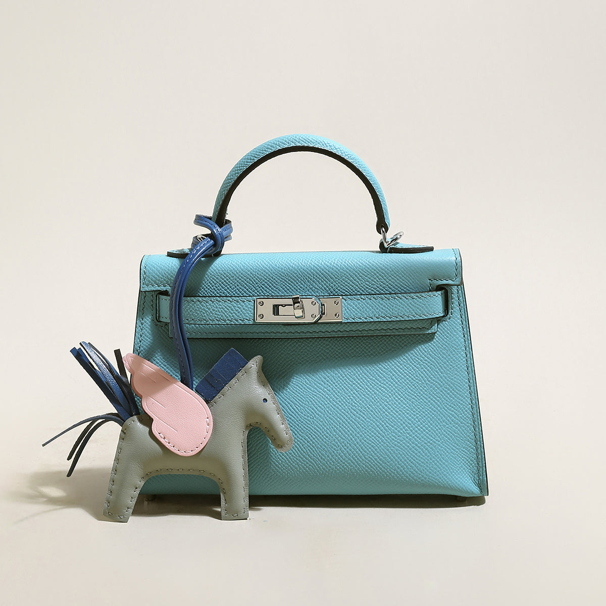 Trendy Petite Top Handle Bag with a Horse Charm